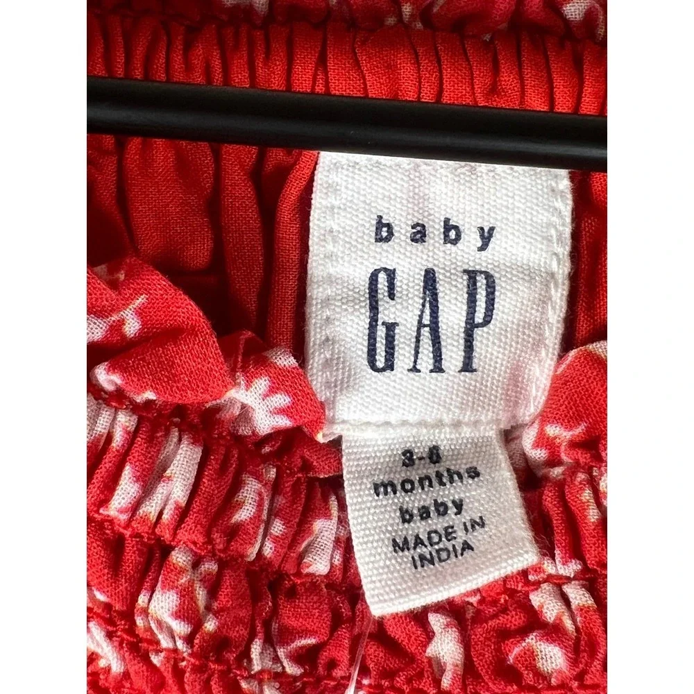 Baby Gap Red Floral Smocked Eyelet Dress Set 3-6 Months Cotton NWT Cottagecore